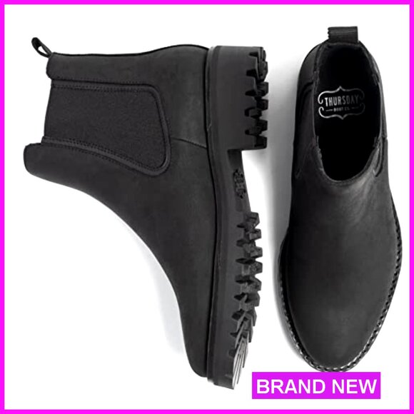 Leather Chelsea Boots Rugged Ankle Boots Slip On Comfort Durable Women's Shoes - Picture 6 of 7